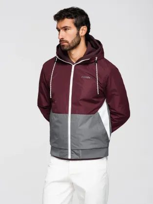 Funkčná bordovo-šedá prechodná športová bunda V3 JANP-0225