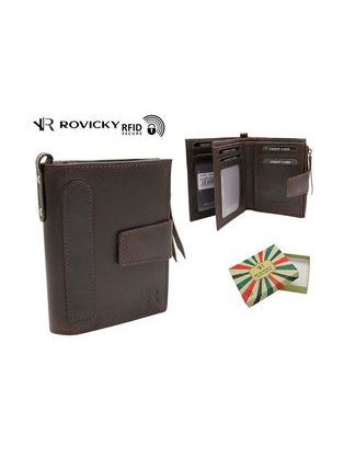 Hnedá kožená trendy peňaženka s prackou Rovicky
