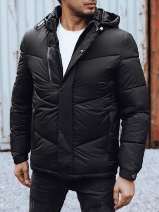 Trendová prešívaná čierna pánska bunda