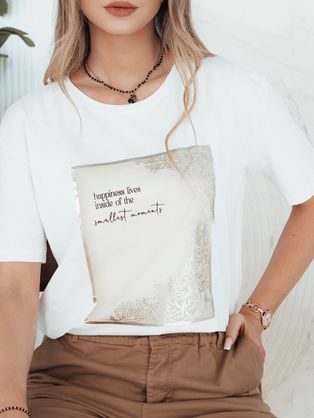 Krásne dámske biele tričko s potlačou Creative