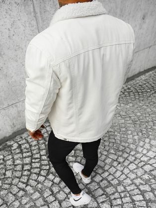 Biela rifľová bunda s kožušinou NB/MJ541