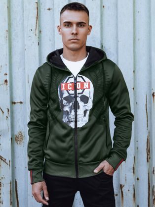 Originálna zelená mikina s potlačou ICON na zips