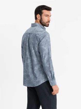 Trendy pánska pastelová žltá košeľa s dlhým rukávom V3 SHOS-0183