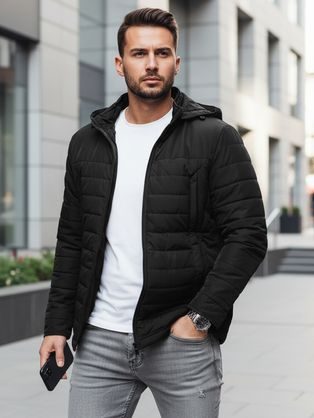 Prechodná trendy čierna bunda s kapucňou