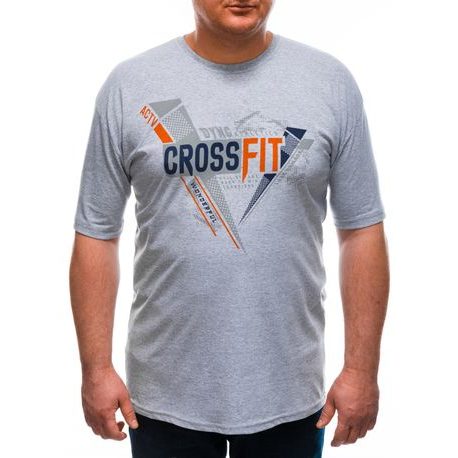 Šedé Plus Size tričko s potlačou CrossFit S1672
