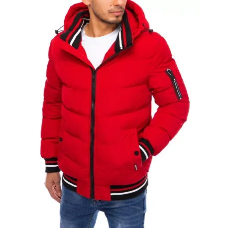 Prešívaná štýlová červená zimná bunda