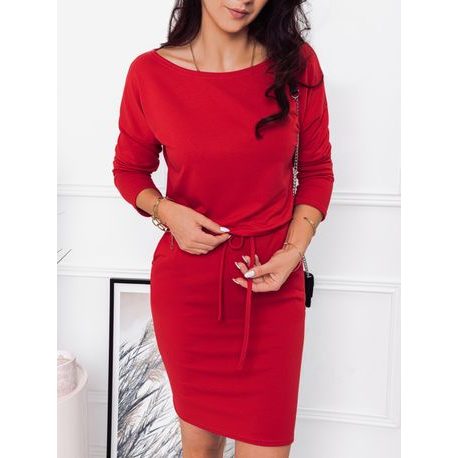 Trendové dámske šaty v červenej farbe DLR048