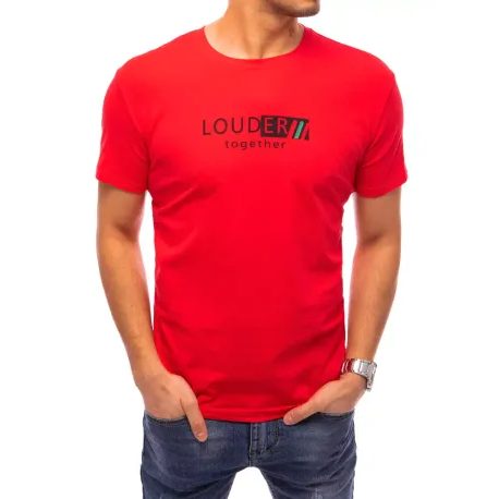 Červené bavlnené tričko s potlačou Louder