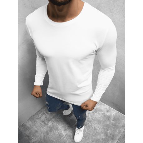 Jednoduché biele tričko s dlhým rukávom O/1209Z