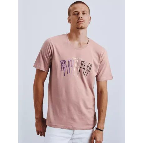Moderné ružové tričko s potlačou Rules