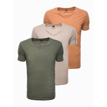 Trojbalenie štýlových bavlnených tričiek s V výstrihom Z29-V1