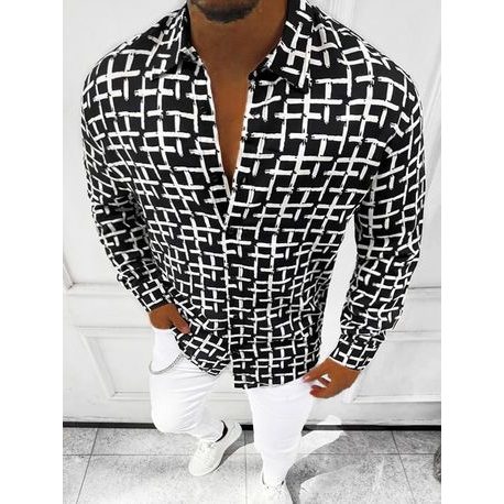 Trendy čierno-biela vzorovaná košeľa E/9000/2