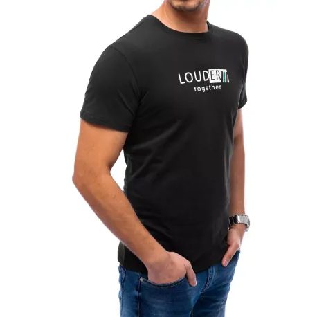 Čierne bavlnené tričko s potlačou Louder
