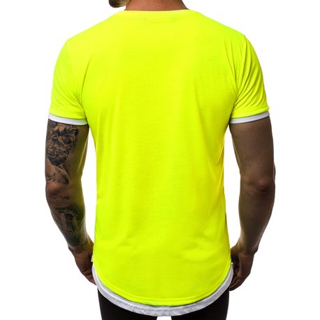 Štýlové neónovo-žlté predĺžené tričko O/1261X
