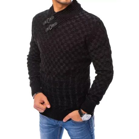 Prešívaný sveter v čiernej farbe