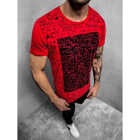 Červené tričko so štýlovou potlačou O/1173Z