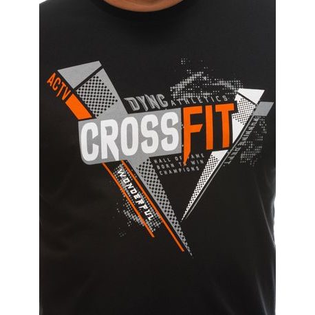 Čierne Plus Size tričko s potlačou CrossFit S1672