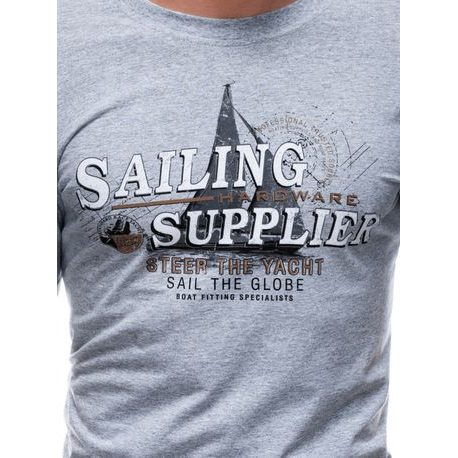 Šedé tričko s potlačou Sailing S1674