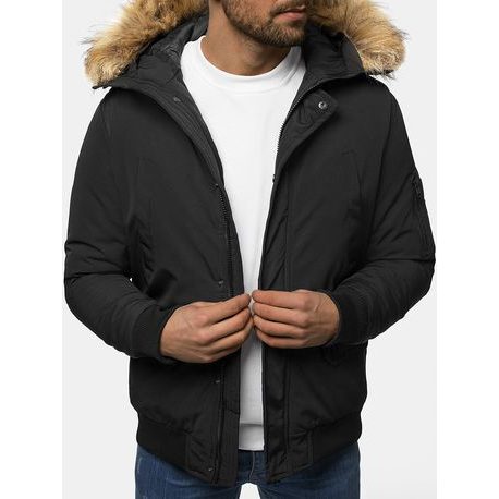 Čierna zimná bunda s kapucňou JS/M2019/392Z