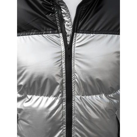 Štýlová zimná bunda v striebornej farbe JB/JP1188/2Z