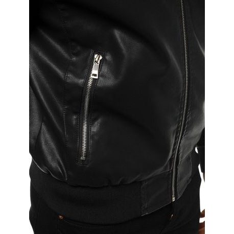 Čierna koženková bunda JB/JP1147Z