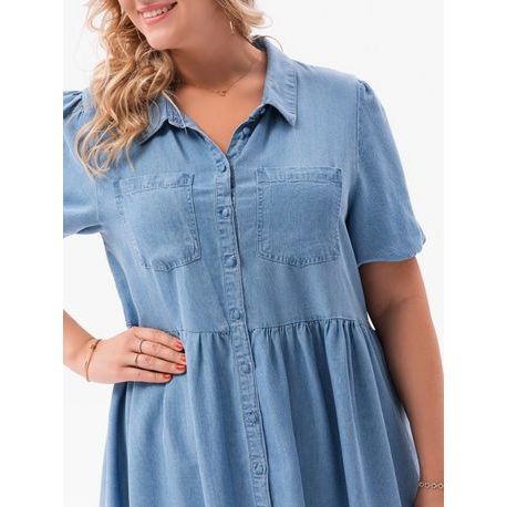 Dámske trendy Plus Size šaty v modrej farbe DLR081