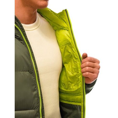 Prešívaná bunda v khaki farbe C372