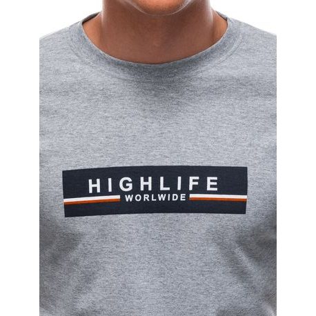 Bavlnené šedé tričko s potlačou High Life S1615