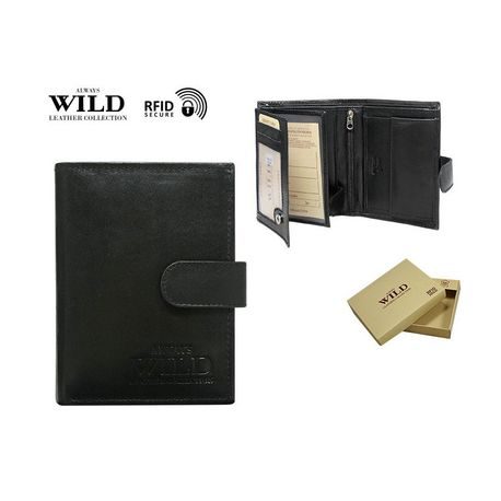 Dizajnová čierna peňaženka na výšku WILD