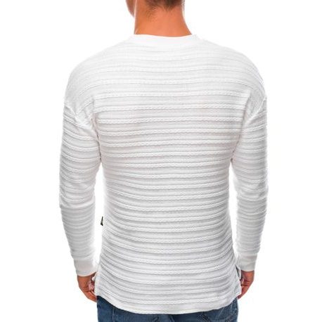 Bavlnený sveter v bielej farbe E208
