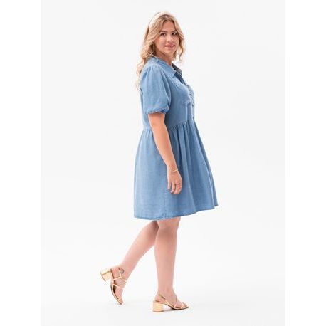 Dámske trendy Plus Size šaty v modrej farbe DLR081