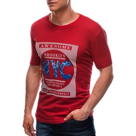 Červené tričko s výraznou potlačou NYC S1598