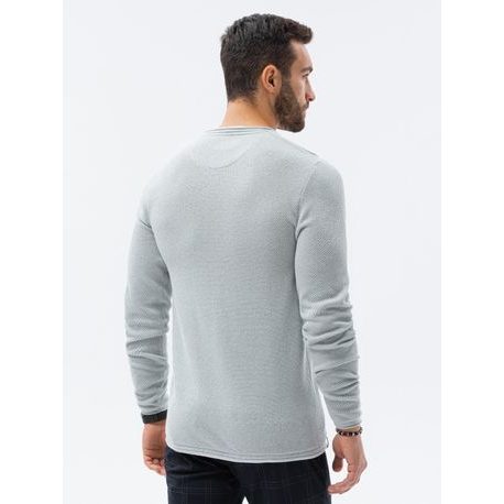 Svetlošedý-melírovaný bavlnený pánsky sveter E121