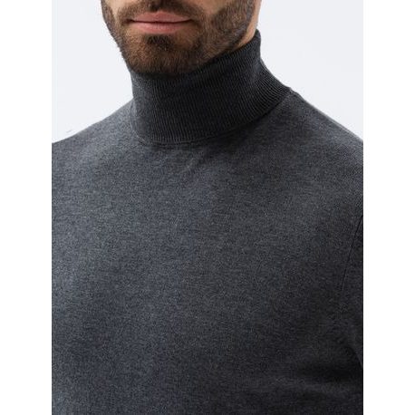 Melírovaný-šedý sveter s golierom E179