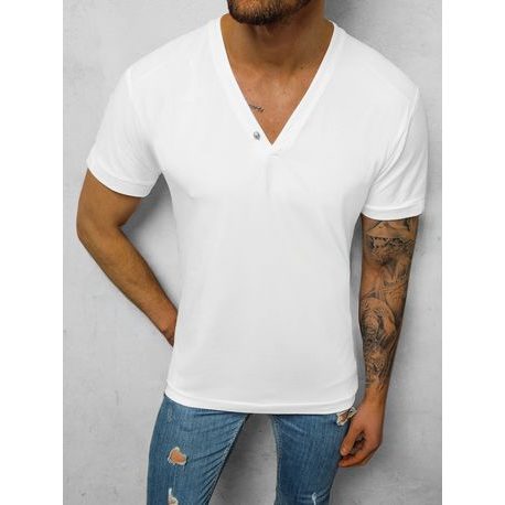 Štýlové biele tričko s kovovou lebkou NB/3013