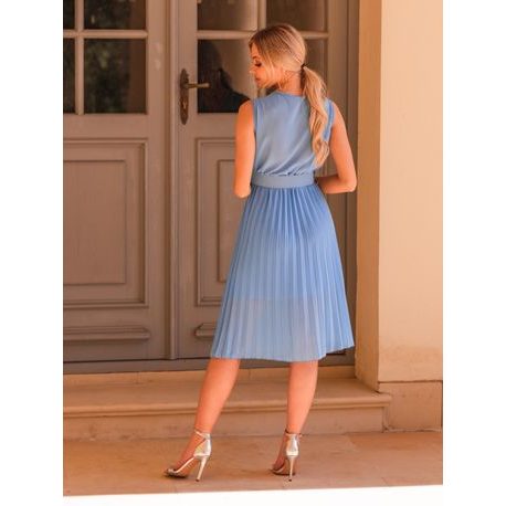 Krásne modré dámske šaty DLR074