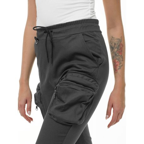 Trendové grafitové dámske jogger nohavice O/802