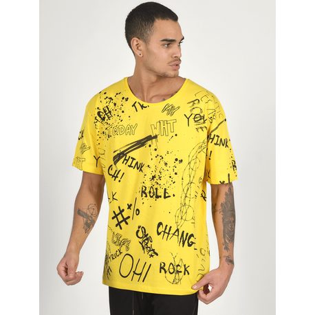 Trendové žlté tričko s nápismi MR/21530