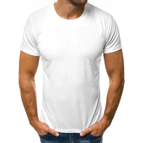 Jednoduché biele pánske tričko  JS/712005Z