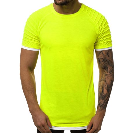 Predĺžené pánske tričko neónovo žlté O/1262X