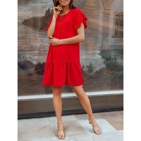 Dámske jednoduché šaty v červenej farbe DLR011