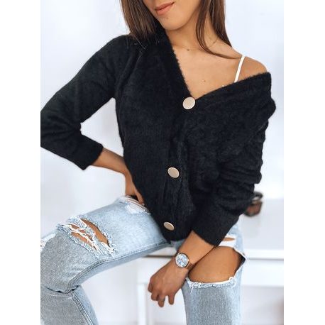 Dámsky sveter na gombíky Rosie v čiernej farbe