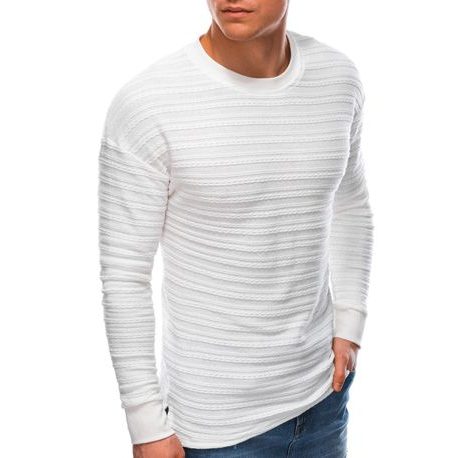 Bavlnený sveter v bielej farbe E208