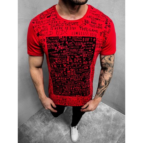 Červené tričko so štýlovou potlačou O/1173Z