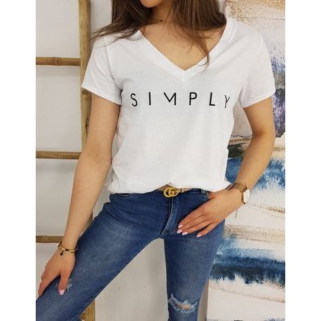 Jednoduché dámske tričko Simply v bielej farbe