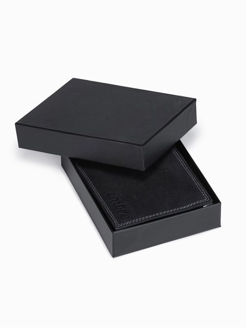 Horizontálna čierna kožená peňaženka A416