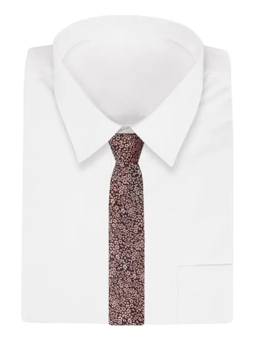 Červeno-hnedá kravata s kvietkami Alties