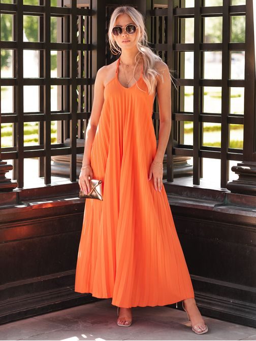 Štýlové letné šaty v oranžovej farbe DLR064