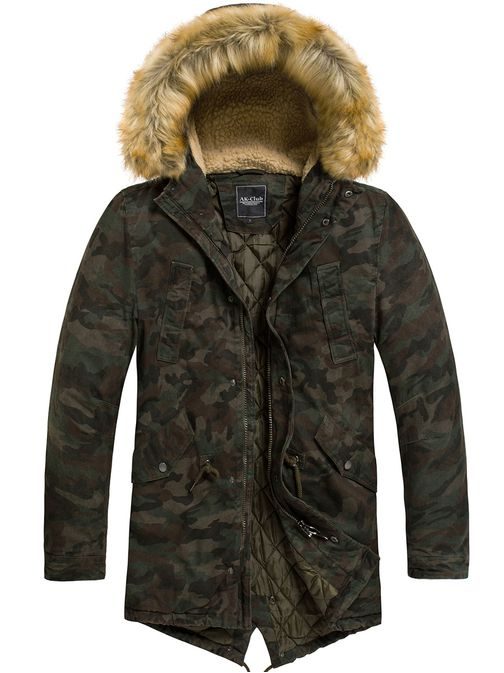 Army parka v tmavom maskáči AK-CLUB YL001