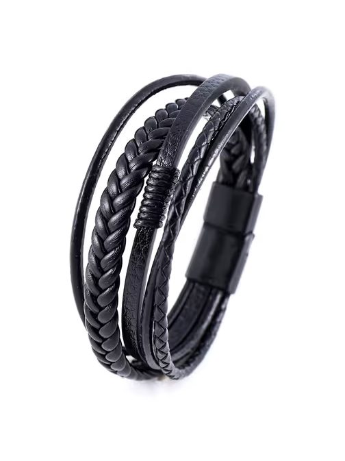 Dizajnový pánsky čierny náramok
